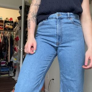 H&M Wide Leg Mid Wash Denim Jeans